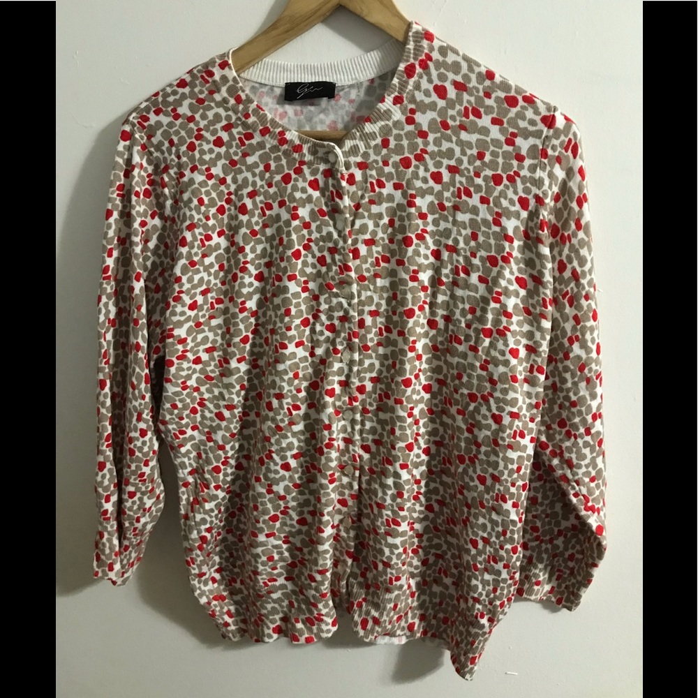 Lyn red white and grey XL cardigan
